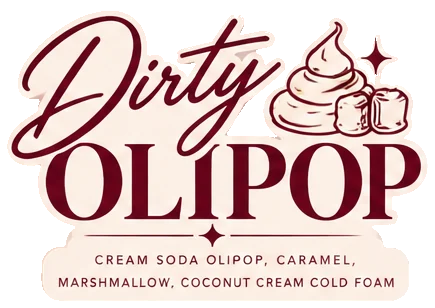 Dirty Olipop: Olipop cream soda, caramel, marshmallow, coconut cream cold foam